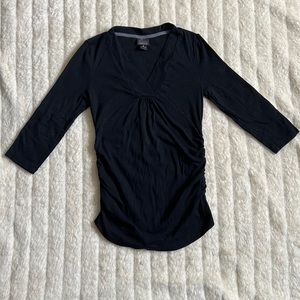 Maternity Black 3/4 Sleeve V Neck Shirt Medium